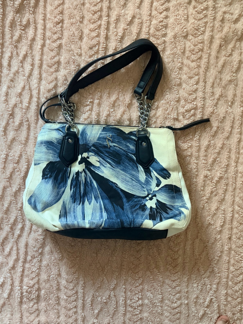 Simply Vera Vera Wang Blue Floral Shoulder Bag Vintage Y2K Style - Picture 2 of 8